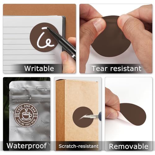Brown Round Stickers 2 Inch Waterproof Vinyl Coding Labels 200 PCS - color: Brown