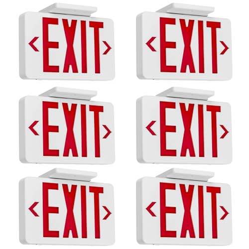 Gruenlich Emergency Exit Sign for Business, Battery Backup, 6 Pack - size: 6-Pack
