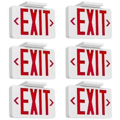 Gruenlich Emergency Exit Sign for Business, Battery Backup, 6 Pack - size: 6-Pack