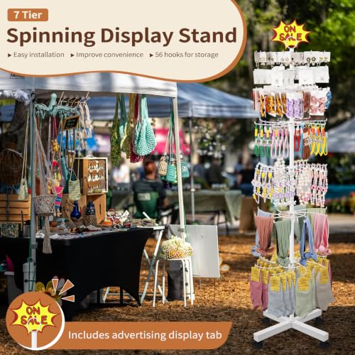 Flenpptly Retail Display Stand, 7-Tier Rotating Display Rack, White - color: 7-Tier White
