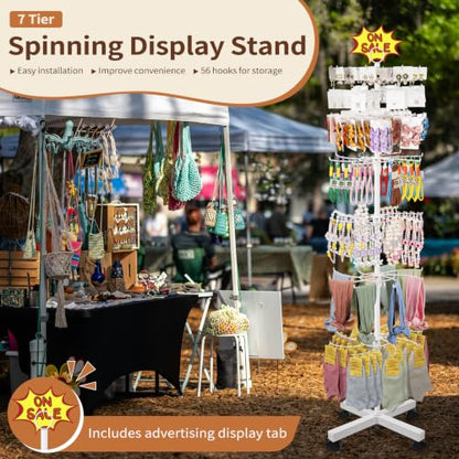 Flenpptly Retail Display Stand, 7-Tier Rotating Display Rack, White - color: 7-Tier White