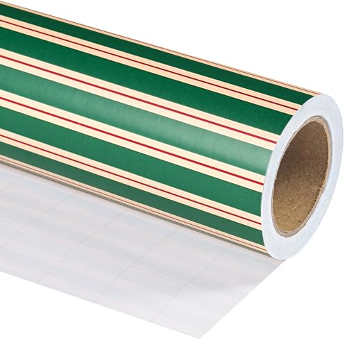 WRAPAHOLIC Christmas Wrapping Paper - Mini Roll - 17 Inch x 33 Feet - Elegant Red and Green Stripe Wrapping Paper for Christmas, Birthday, Wedding, Baby Shower - color: Stripes - Red & Green, size: 17 inch x 33 feet