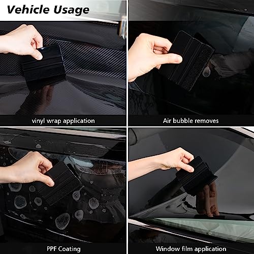 NEWISHTOOL 100 PCS Felt Squeegee for Vinyl, PPF Tint Wrap Application Tool - color: Black