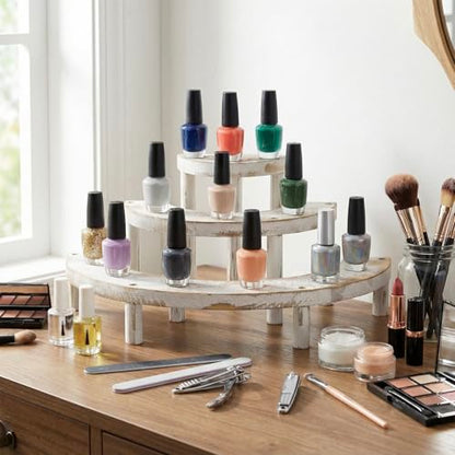 MyGift 3 Tier Wooden Display Riser Stand Whitewashed Dessert Shelf - color: Whitewashed