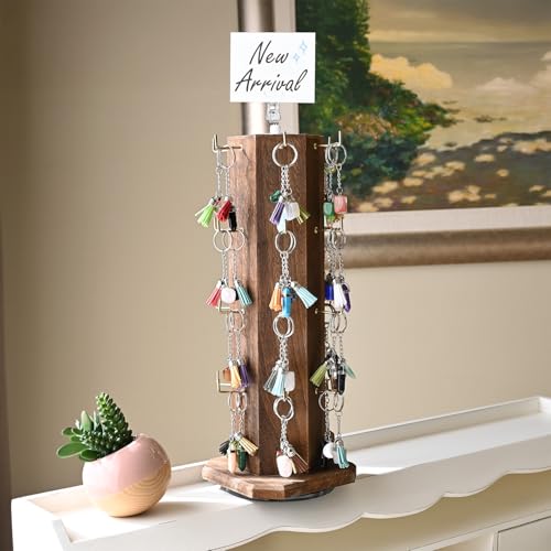 Ikee Design 6-Sided Rotating Jewelry Display Tower, 24 Hooks