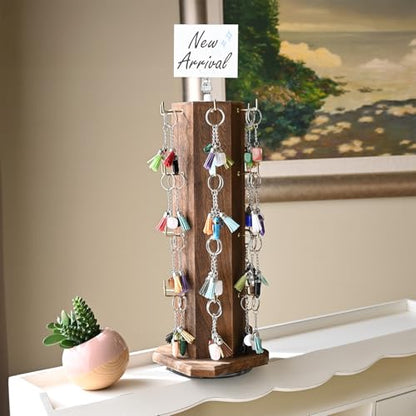 Ikee Design 6-Sided Rotating Jewelry Display Tower, 24 Hooks