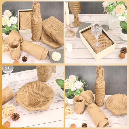 Brown Honeycomb Packing Paper 2 Rolls, 15 x 328 ft, 100 Fragile Labels - color: Brown, size: 15inch x 328 FT