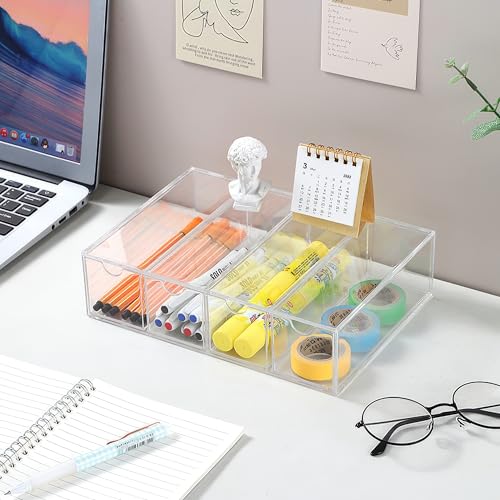 Acrylic Sunglasses Organizer with 4 Drawers - Clear Eyeglass Holder & Storage Case for Multiple Pairs, Jewelry, Makeup,Stackable Display Stand for Home, Office, Travel