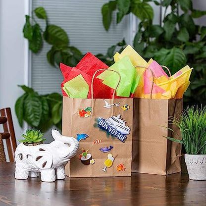 Brown Paper Gift Bags Bulk with Handles 5.25 X 3.25 X 8 [100 Bags] Ideal for Shopping, Packaging, Retail, Party, Craft, Gifts, Wedding, Recycled, Business, Goody and Merchandise Kraft Bag - color: Brown
