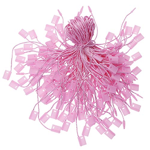 Tupalizy 7 Inch Nylon Hang Tag String for Clothes Gift Bags Price Tags Shoes Snap Lock Pin Loop Fastener Hook Ties Tag Rope for Belts Pocket Squares Luggage Label Attachment, 120PCS (Pink) - color: Pink