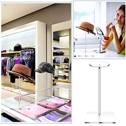 Yookeer 2 Set 16 Inch Clear Acrylic Hat Stands and Wig Display Rack Stands for Multiple Hats Display Tabletop Baseball Caps Watch Tabletop (Square Bottom) - color: 16 Inch in Height, style: Square Bottom
