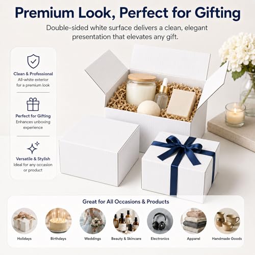 8x8x6 White Shipping Boxes, 25 Pack - size: 8x8x6 Inch