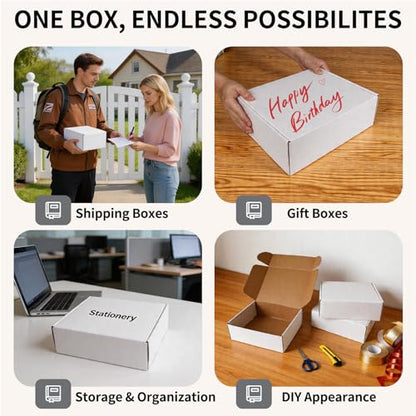 Fishat 12" x 10" x 4" White Corrugated Cardboard Shipping Boxes Set of 5 - size: 12" x 10" x 4"