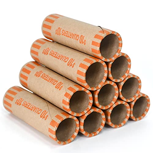 LLIKED 72 PCS Preformed Quarter Coin Wrappers Rolls - size: 72 Quarters Coin Rolls