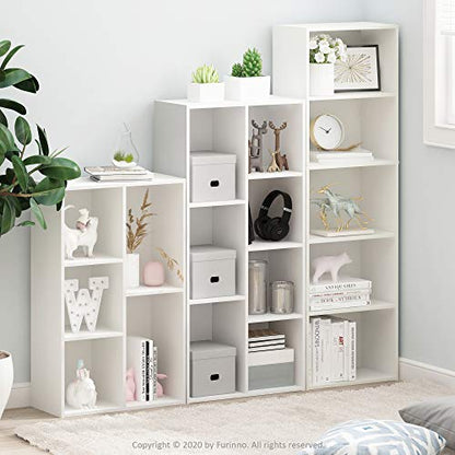Furinno LUDER Book Shelf, 5-Tier Bookshelf, Bookcase with Open Shelves, 9.4 x 15.8 x 52, Easy Assembly, for Living Room, Bedroom, Home Office, White - color: White, size: 5-Tier