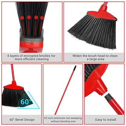 WILLBOND 20 Pcs Brooms Bulk for Indoor Outdoor 54 Inch, Red - color: Red