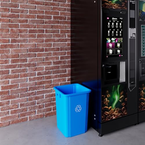 19 Gallon Blue Square Commercial Trash Garbage Can | Outdoor Office Restaurant School Kitchen - color: Blue, size: 19 Gallon, style: Trash Can