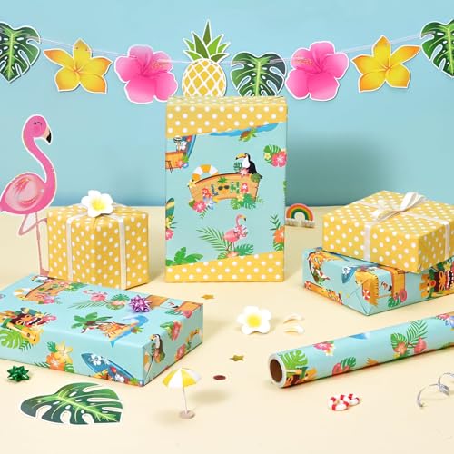 WERNNSAI Hawaiian Aloha Wrapping Paper - 33 ft Hawaii Birthday Gift Wrap - color: Aloha