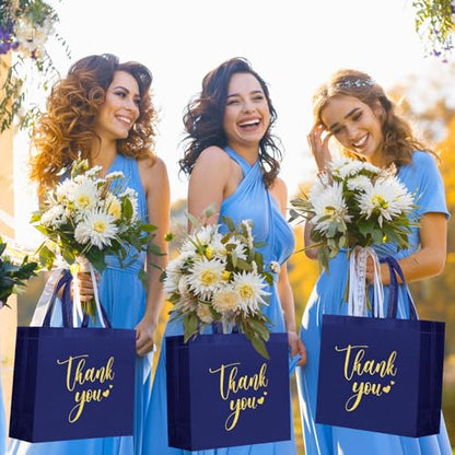 Sweetude 30 Thank You Non Woven Gift Bag, 11 x 12 x 5 Inch, Navy Blue - color: Navy Blue, size: 11 X 12 X 5 Inch