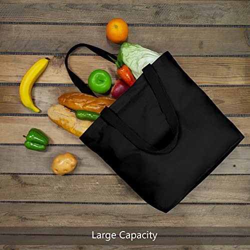 TOPDesign 2-Pack Canvas Tote Bags with Magnetic Snap, Reusable Grocery Shopping Bags, DIY Your Creative Designs - color: Black