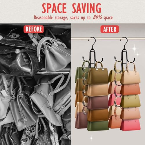 Purse Organizer for Closet: Upgraded Purse Hanger with 10 Big Hooks - style: Black01
