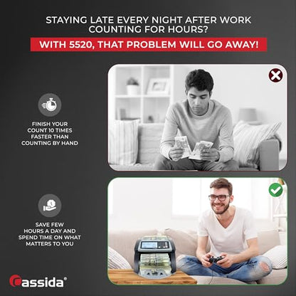 Cassida Money Bill Counter| Business Grade| 1,300 Notes/Min| 5520 UV/MG - size: Small (5520 Uv/Mg)