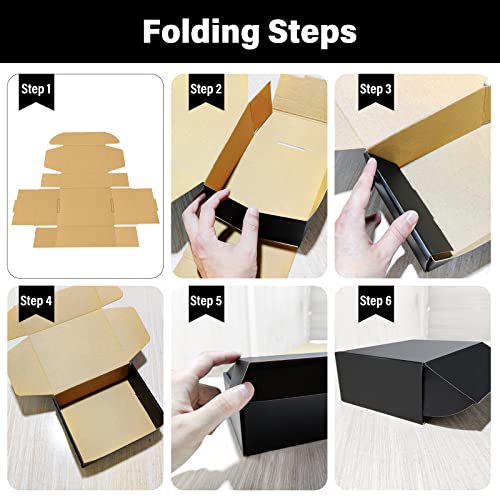 BoShahai 30 Pack 9x6x4 inch Black Shipping Boxes, Corrugated Cardboard - size: Black 9*6*4 Inch