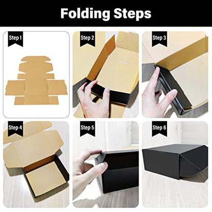 BoShahai 30 Pack 9x6x4 inch Black Shipping Boxes, Corrugated Cardboard - size: Black 9*6*4 Inch