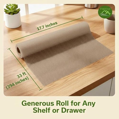 EVALAND Shelf Liner Cabinet Liner Non-Adhesive Drawer Liner 17.7 in x 33 FT - color: Beige, size: 17.7"W x 394"L