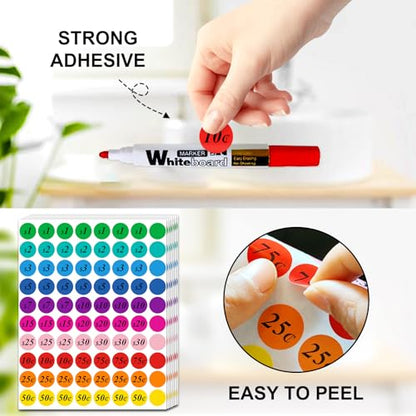Garage Sale Price Stickers Pre-priced 1600 Pcs 3/4 Inch for Flea Markets, County Fairs & Retail, Misofuki 10 Colors Round Pre-Printed Yard Sale Price Stickers, Strong Adhesive Circle Pricemarker Label