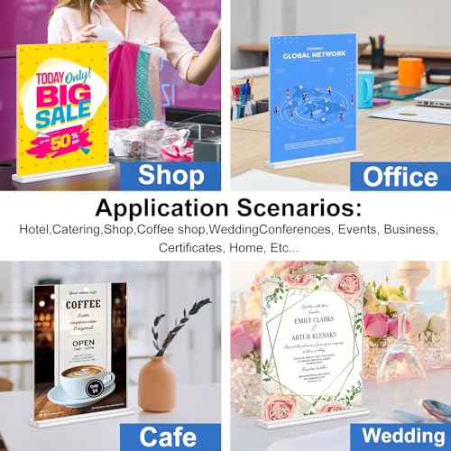 Arrobust Acrylic Sign Holder 8.5 x 11 Inches, 12 Pack Clear Display Table Top Signs Stand, Double Sided Vertical Flyer Holder,Plastic Frames Paper Holder for Stores Home Office Menu Retail Show Fair - size: Vertical 12 Pack 8.5x11''