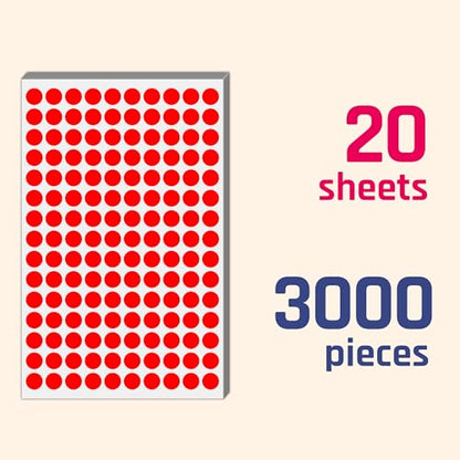 3000 Pieces, 1/2 inch - Red Dot Stickers, Small Round Circle Dots Labels - color: Red, size: 3000 Pieces