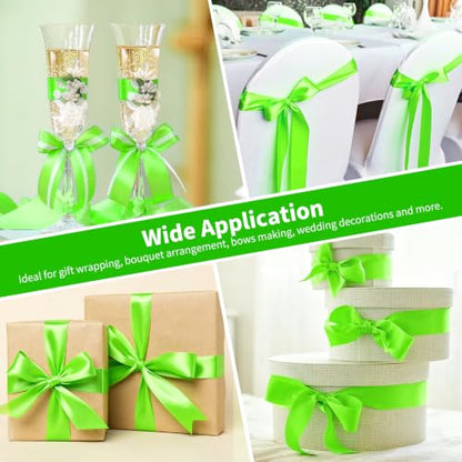 Mauproy Lime Green Satin Ribbon, 1-1/2 Inch, 50 Yards - color: Lime Green