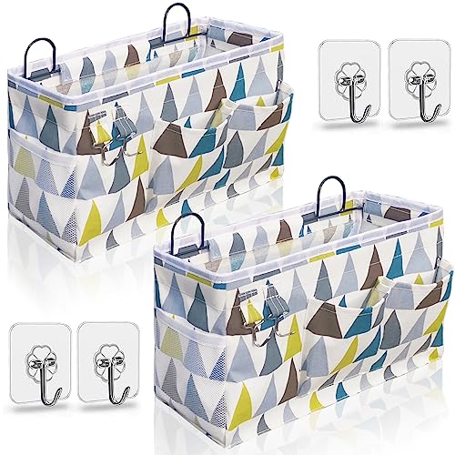 Kanrichu 2pcs Large Wall Hanging Organizer Bag, Linen Fabric Door Hanging Storage Baskets with Pockets, Waterproof Bin for Kitchen, Bedroom, Office, RV Camper (Colors) - color: Color Triangle (2 Pcs)