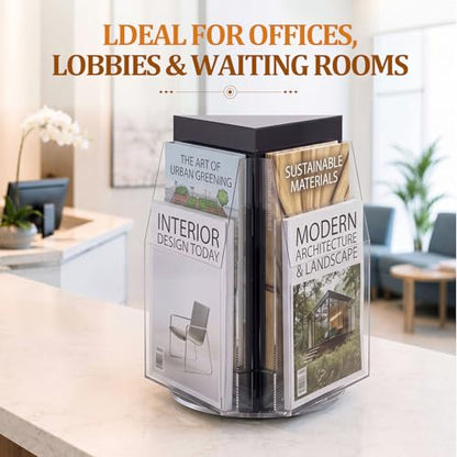 Geetery 6 Pockets 360 Degree Rotating Clear Acrylic Brochure Display Stand