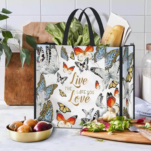 NymphFable Shopping Bags, 6 Pack Mixed Reusable Grocery Tote Bags 50LBS - color: Colorful Nature