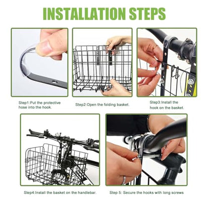 Front Bike Basket, Folding Removable Adjustable Bike Basket