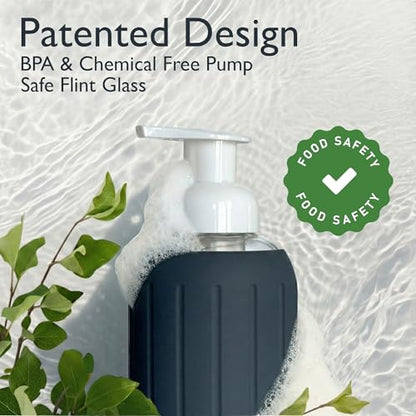Foaming Glass Hand Soap Dispenser Pump Charcoal 8oz - color: Charcoal