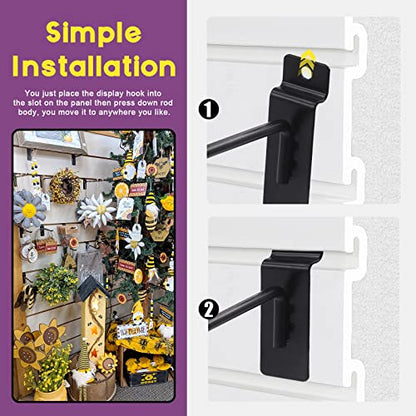 Swpeet 20Pcs 6 Inch Heavy Duty Slatwall Hooks Assortment Kit, Slatwall Accessories Slatwall Panel Hooks Garage Organization Slat Wall Hook Pegboard Gridwall for Retail Black - size: 6 Inch