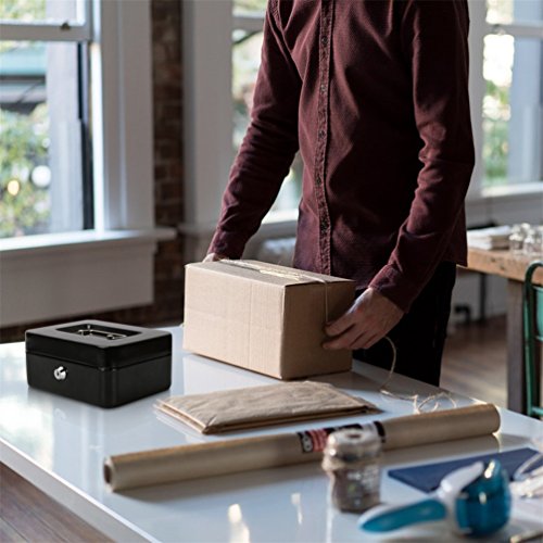 Decaller Cash Box with Money Tray, Medium Metal Locking Money Box with Key Lock for Security, 7.87" x 6.30" x 3.54", Black - color: Black, size: Medium (7.8 Inch)