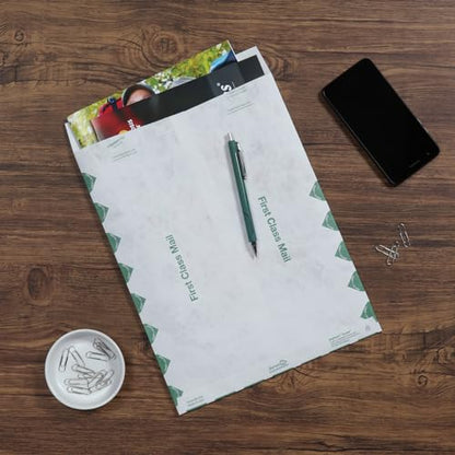 Quality Park Tyvek Envelopes, 100 Pack, Large 10 x 13 Envelopes, First Class Border, Easy-to-Open Tamper Evident Pull Strip, Rip, Puncture & Water Resistant Self Sealing Mailing Envelopes, White - size: 10 x 13