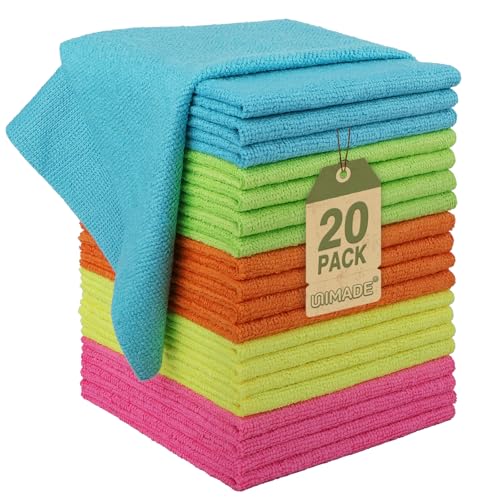 UNIMADE Microfiber Cleaning Cloth, 20 Pack Reusable Microfiber Towels - color: Multicolor, size: 20PK