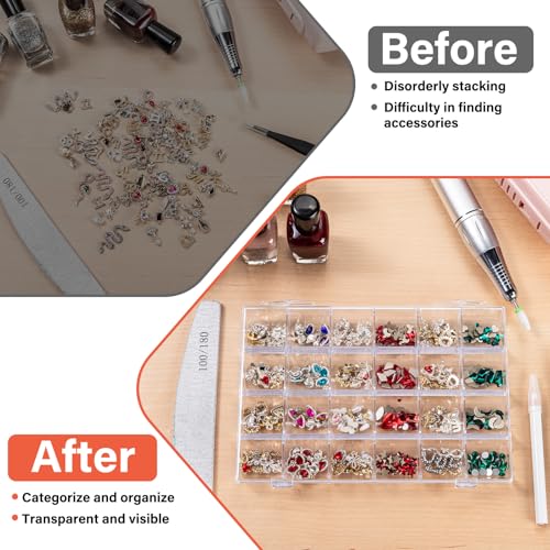 Noverlife 24 Grids Clear Plastic Organizer Box with Fixed Dviders, Acrylic - size: 24 Grids - 1 Pack