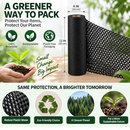 Black Honeycomb Packing Paper, 12" x 200 ft, Shipping & Gift Wrap - color: Black, size: 12 Inch x 200 Feet