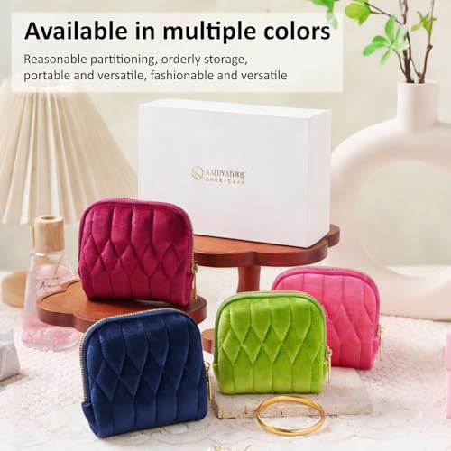 shunmei Small Jewelry Travel Case, Diamond Quilted Velvet, Olive Green - color: Olive Green