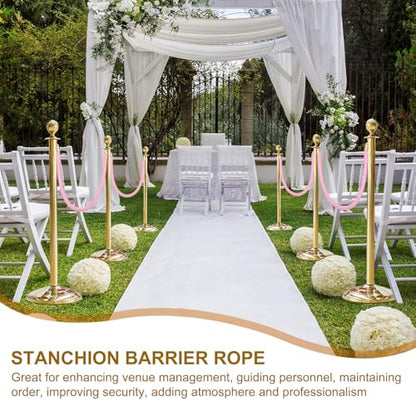 MECCANIXITY Velvet Stanchion Rope 6.6 Ft/2 M, Barrier Rope Velvet Carpet Ropes with Snap Hooks for Posts Stands Queue Divider Crowd Control, Pink Golden Pack of 2 - color: Pink Golden, size: 6.6 Ft