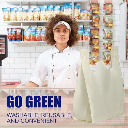 Windyun Large Grocery Bags Bulk Non Woven Totes - color: Beige
