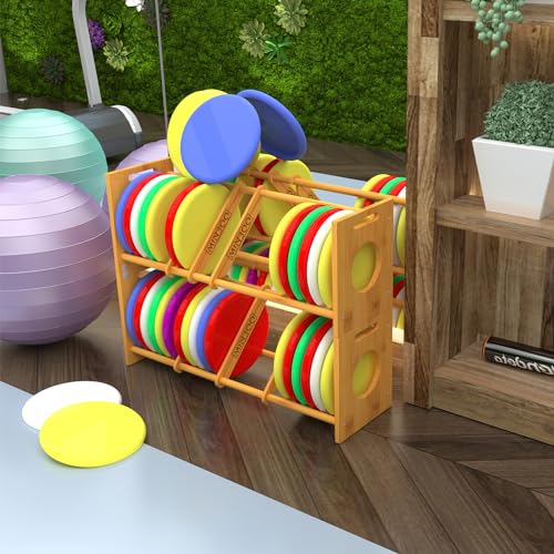 MinBoo Disc Golf Rack Stackable | Bamboo Disc Golf Shelf for Sports Disc Storage | Disc Golf Organizer with 40+ Disc Capacity | Essential Disc Golf Accessories | Discs Not Included