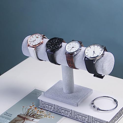 T-Bar Bracelet Holder, Bracelet Display Stand For Selling, Hair Tied Jewelry Organizer Watch Rack For Show (Gray Velvet) - color: Gray Velvet