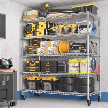 PrimeZone 5 Tier NSF Steel 48" Wx24 Dx81 H Wire Shelving 3000lbs - size: 48" W x 24" D x 81" H
